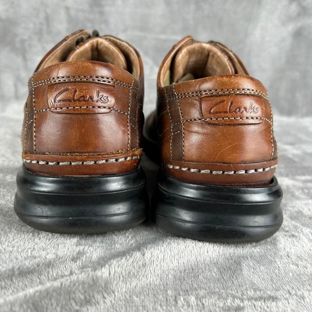 Clarks Mens Brown Leather Lace Up Bicycle Toe Oxford Shoes 70852 Size 9.5 M